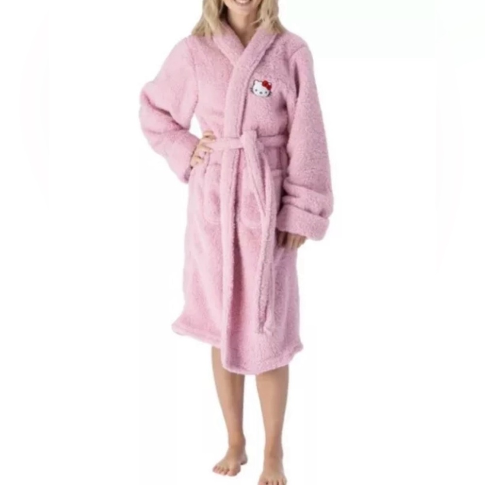 Hello Kitty Sherpa Lounge Robe Pink Special Edition Cozy One Size New